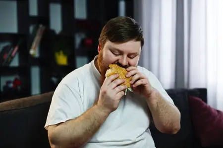 smiling-fat-man-eats-burger-sitting-before-tv-set