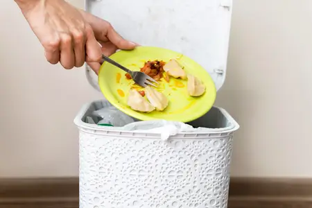 throwing stale food in dustbin